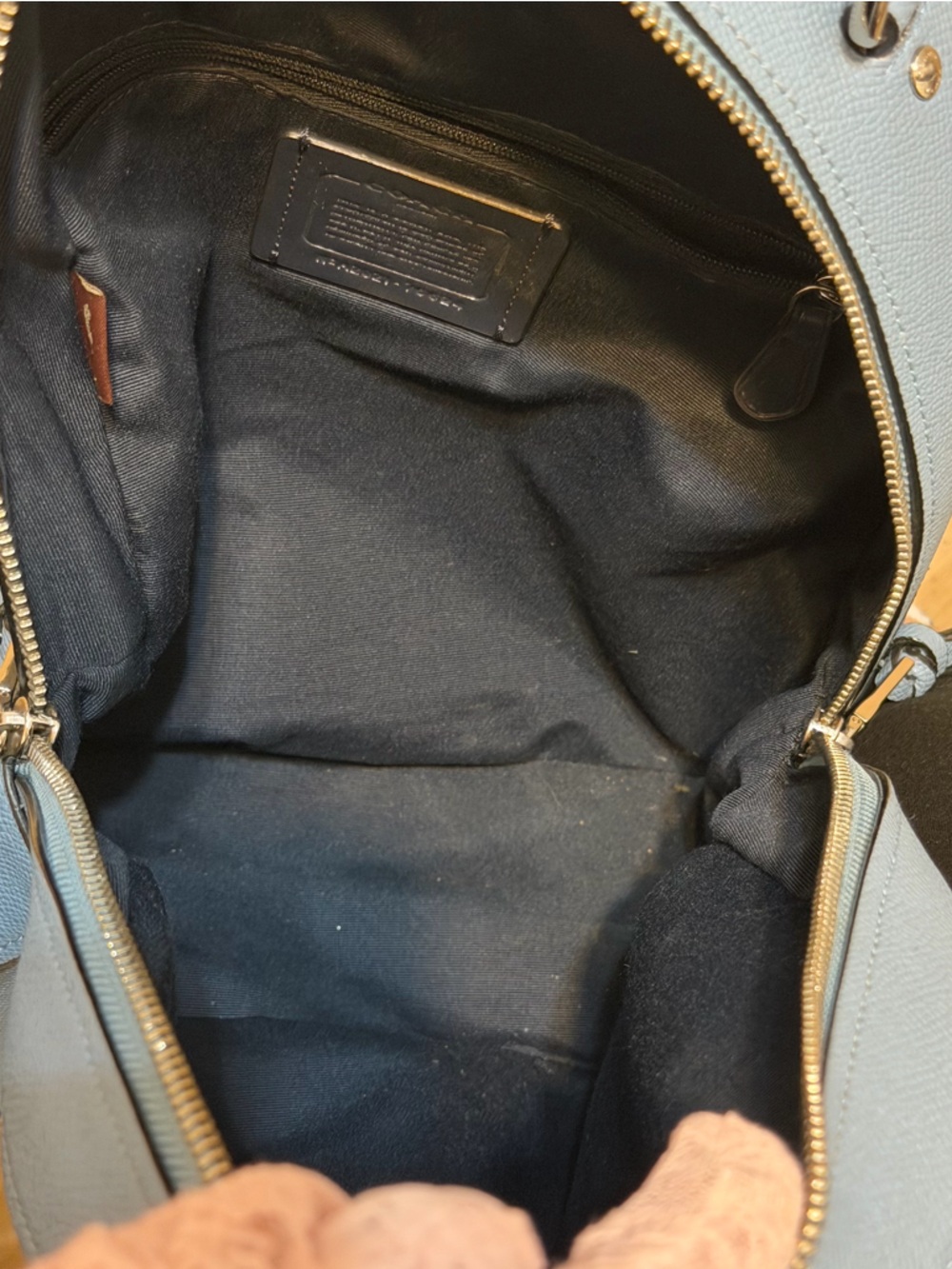 Coach Sky Blue Leather Backpack - Picture 4 of 11